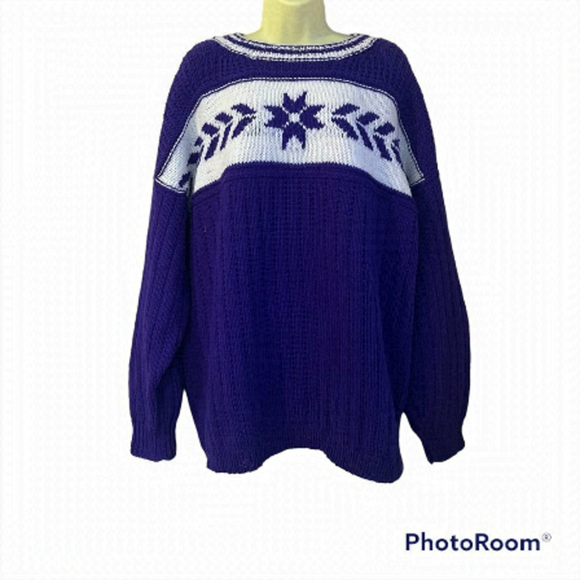 Handknit Sweaters - VINTAGE Ribbed Knit Chunky Icelandic Fisherman Sweater - XL